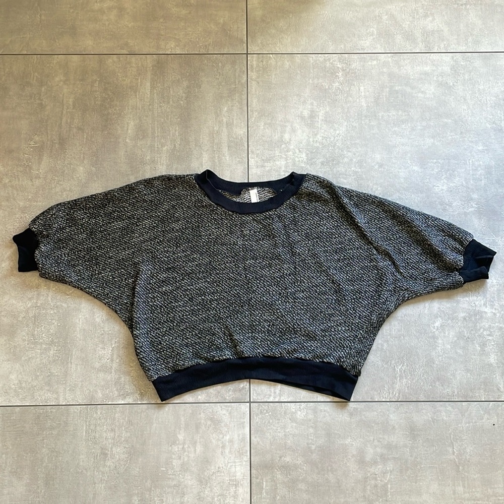 American Apparel One Size Black & White Batwing Soft Cotton Jersey Slub